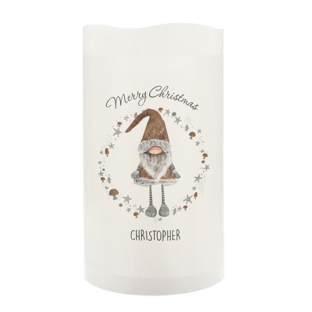 Personalised Scandinavian Christmas Gnome LED Candle £13.49